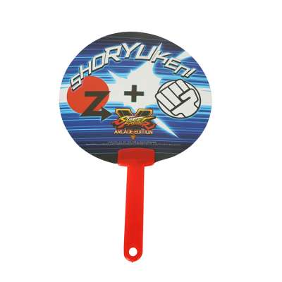 Promotion wholesale cheap custom logo printed round shape plastic pp hand fan handle